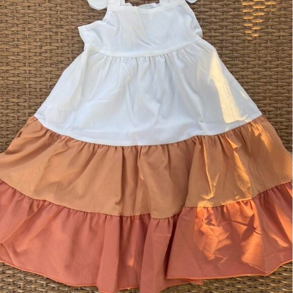 Girl Color Block Flying Sleeve Casual Dress 7/8 - Picture 3 of 4